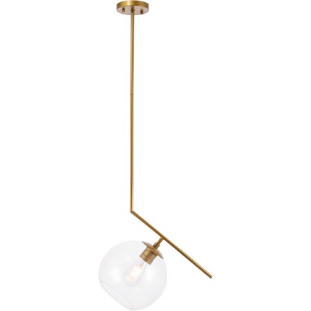 Ryland One Light Brass And Clear Glass Pendant